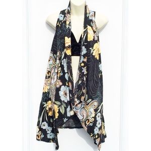 Moody Floral Vest kimono cardigan with pockets